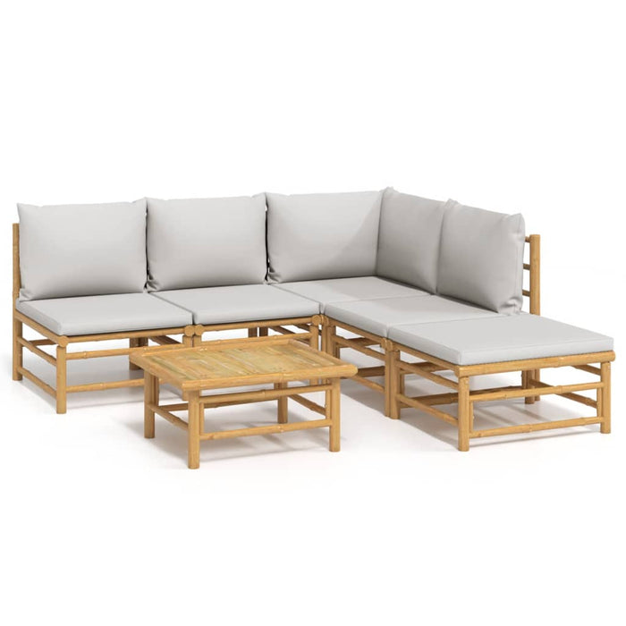 Set mobilier de grădină cu perne gri deschis, 6 piese, bambus - WALTI WALTI