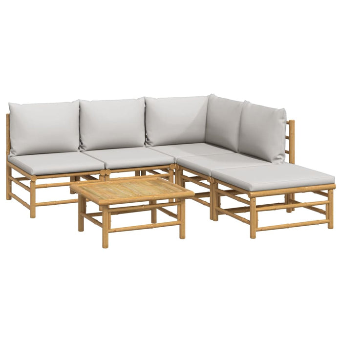 Set mobilier de grădină cu perne gri deschis, 6 piese, bambus - WALTI WALTI