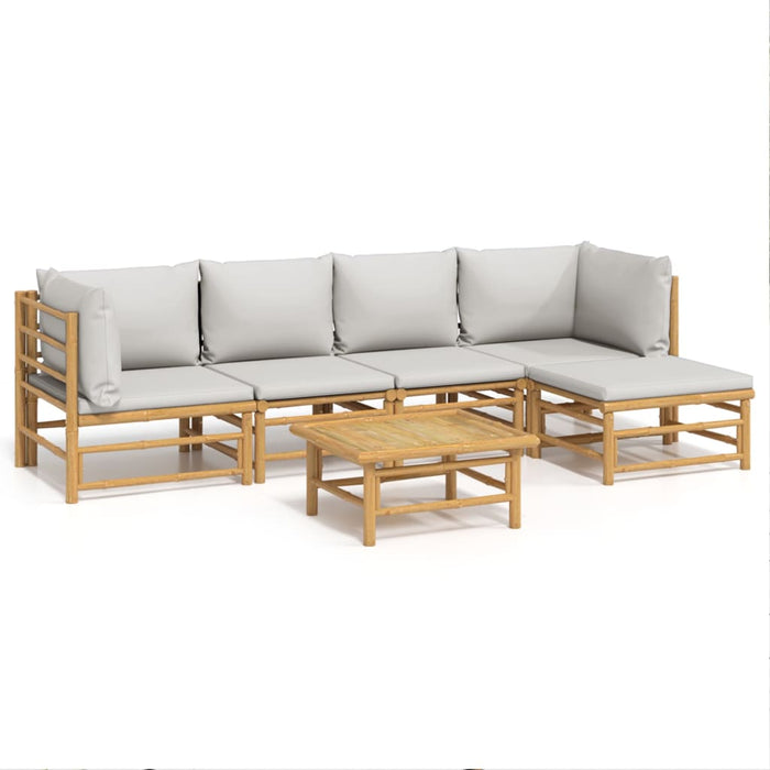Set mobilier de grădină cu perne gri deschis, 6 piese, bambus - WALTI WALTI