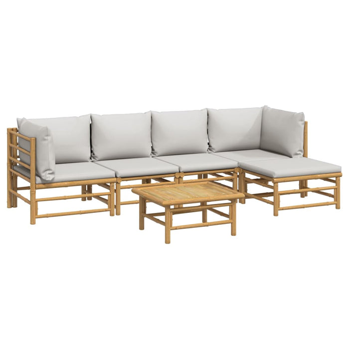 Set mobilier de grădină cu perne gri deschis, 6 piese, bambus - WALTI WALTI