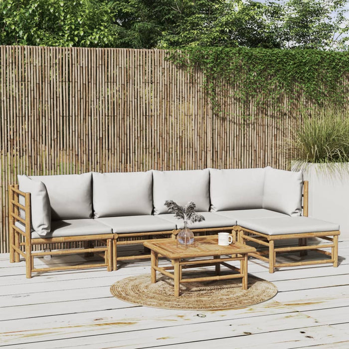 Set mobilier de grădină cu perne gri deschis, 6 piese, bambus - WALTI WALTI