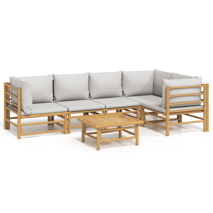 Set mobilier de grădină cu perne gri deschis, 6 piese, bambus - WALTI WALTI
