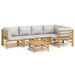 Set mobilier de grădină cu perne gri deschis, 6 piese, bambus - WALTI WALTI