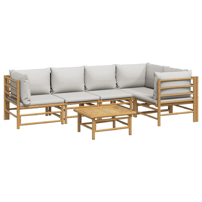 Set mobilier de grădină cu perne gri deschis, 6 piese, bambus - WALTI WALTI