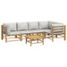 Set mobilier de grădină cu perne gri deschis, 6 piese, bambus - WALTI WALTI