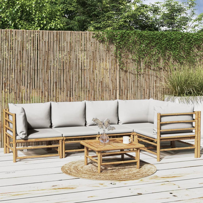 Set mobilier de grădină cu perne gri deschis, 6 piese, bambus - WALTI WALTI