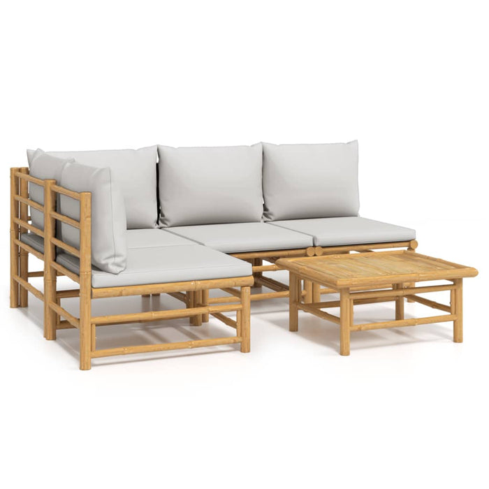 Set mobilier de grădină cu perne gri deschis, 5 piese, bambus - WALTI WALTI