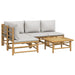 Set mobilier de grădină cu perne gri deschis, 5 piese, bambus - WALTI WALTI