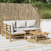 Set mobilier de grădină cu perne gri deschis, 5 piese, bambus - WALTI WALTI
