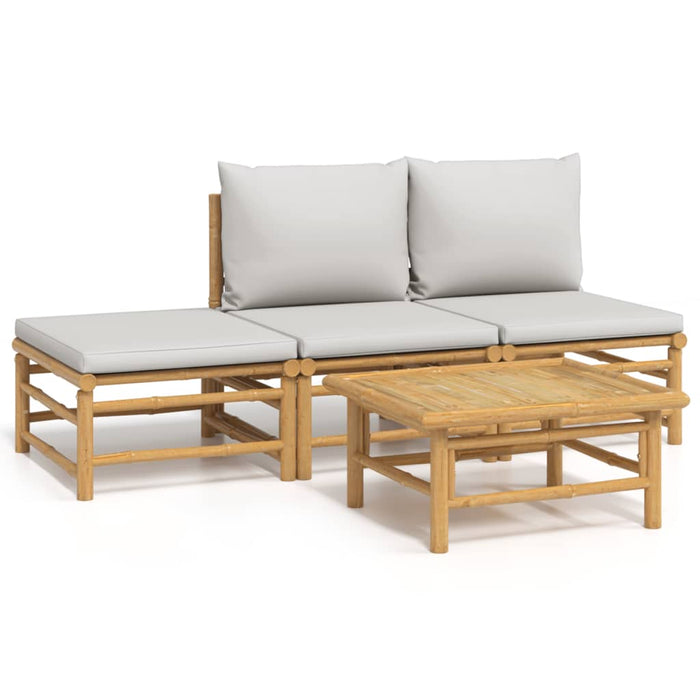 Set mobilier de grădină cu perne gri deschis, 4 piese, bambus - WALTI WALTI