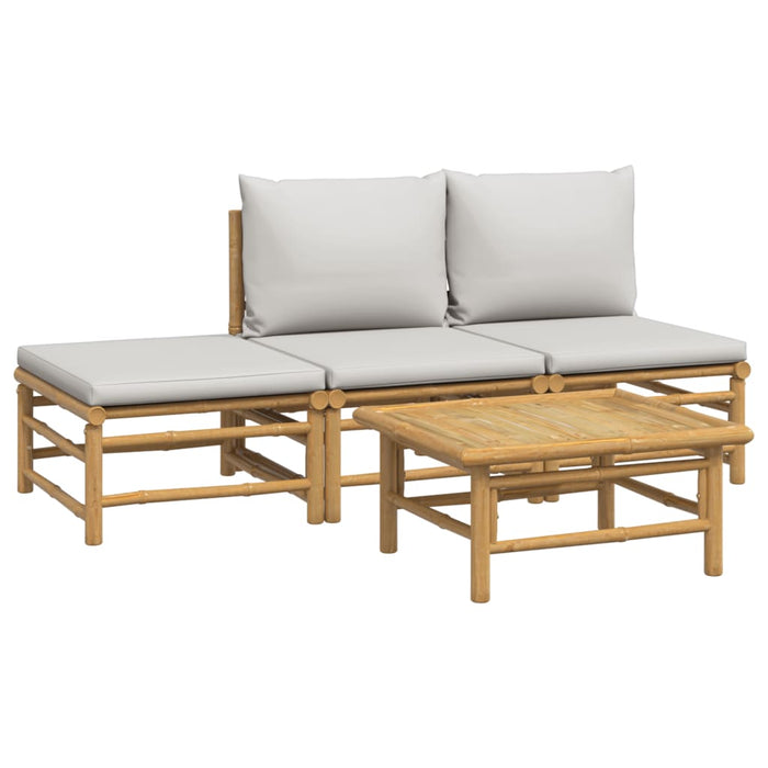Set mobilier de grădină cu perne gri deschis, 4 piese, bambus - WALTI WALTI