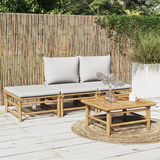 Set mobilier de grădină cu perne gri deschis, 4 piese, bambus - WALTI WALTI