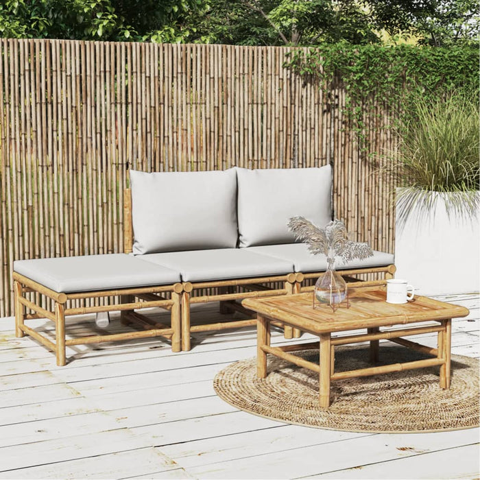 Set mobilier de grădină cu perne gri deschis, 4 piese, bambus - WALTI WALTI