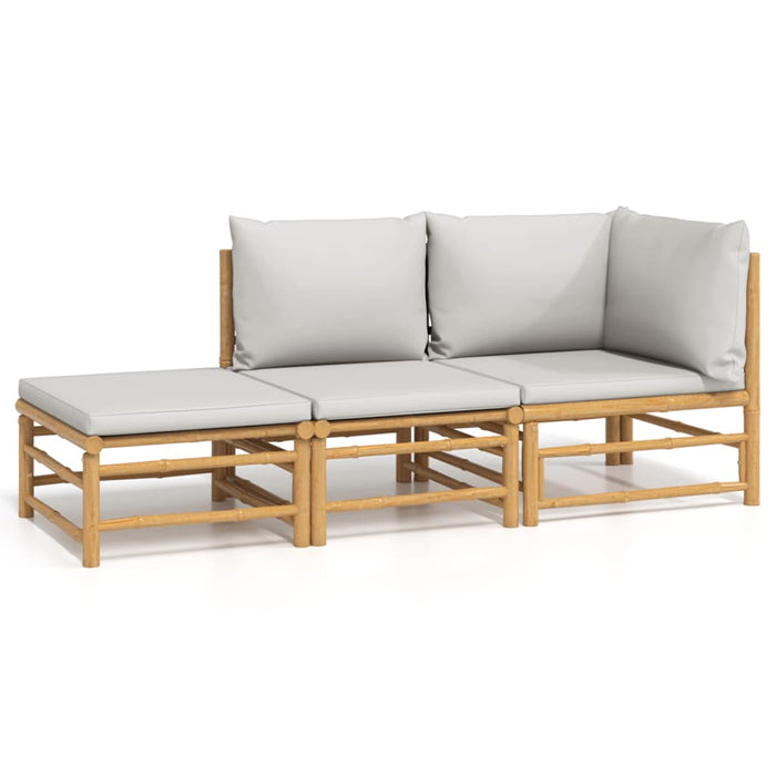 Set mobilier de grădină cu perne gri deschis, 3 piese, bambus - WALTI WALTI