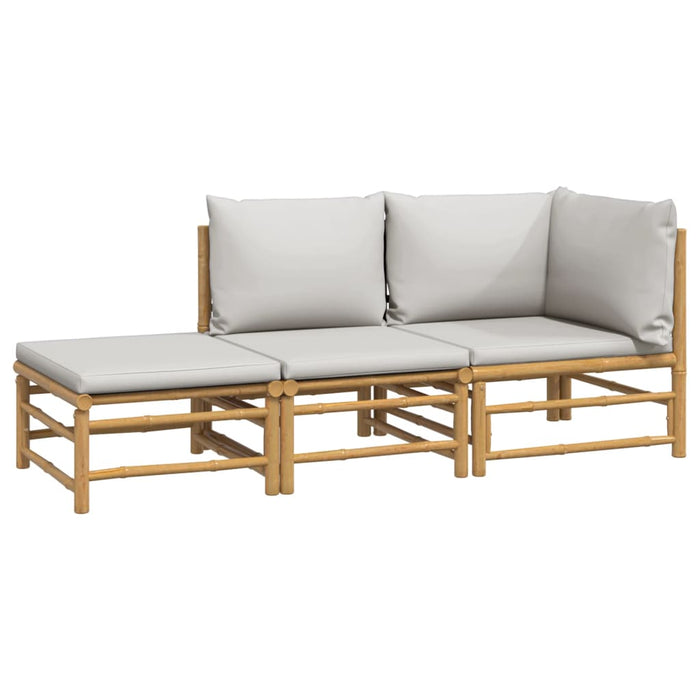 Set mobilier de grădină cu perne gri deschis, 3 piese, bambus - WALTI WALTI