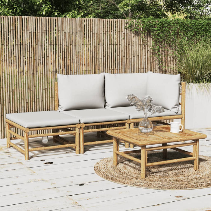 Set mobilier de grădină cu perne gri deschis, 3 piese, bambus - WALTI WALTI