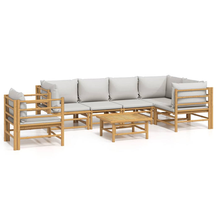 Set mobilier de grădină cu perne gri deschis, 7 piese, bambus - WALTI WALTI