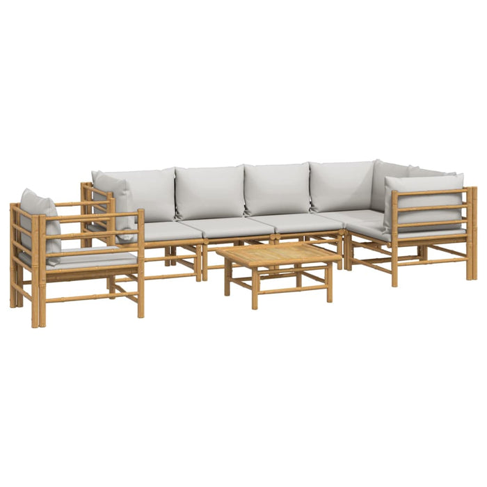 Set mobilier de grădină cu perne gri deschis, 7 piese, bambus - WALTI WALTI