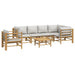 Set mobilier de grădină cu perne gri deschis, 7 piese, bambus - WALTI WALTI