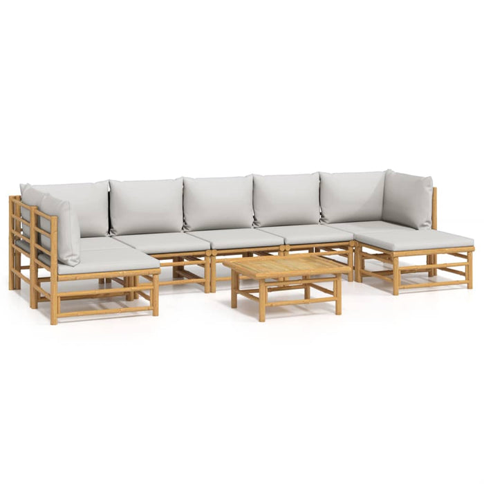 Set mobilier de grădină cu perne gri deschis, 8 piese, bambus - WALTI WALTI