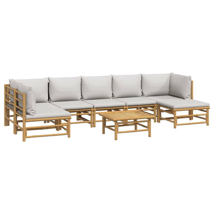 Set mobilier de grădină cu perne gri deschis, 8 piese, bambus - WALTI WALTI
