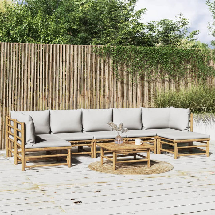 Set mobilier de grădină cu perne gri deschis, 8 piese, bambus - WALTI WALTI