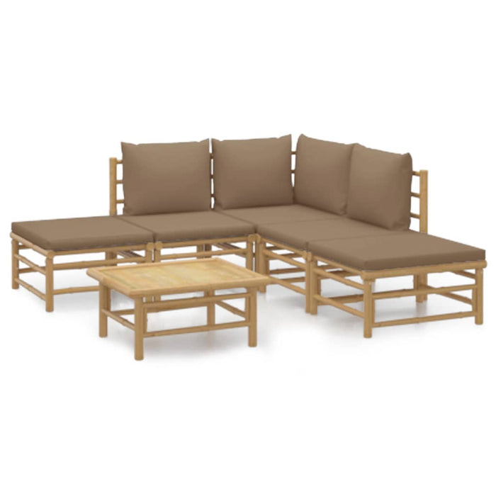 Set mobilier de grădină cu perne gri taupe, 6 piese, bambus - WALTI WALTI
