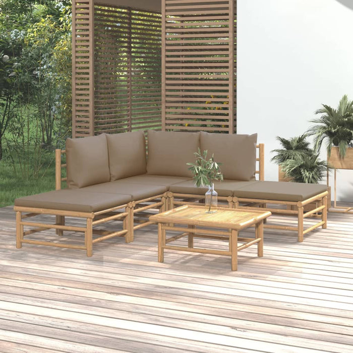 Set mobilier de grădină cu perne gri taupe, 6 piese, bambus - WALTI WALTI
