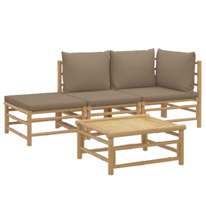 Set mobilier de grădină cu perne gri taupe, 4 piese, bambus - WALTI WALTI