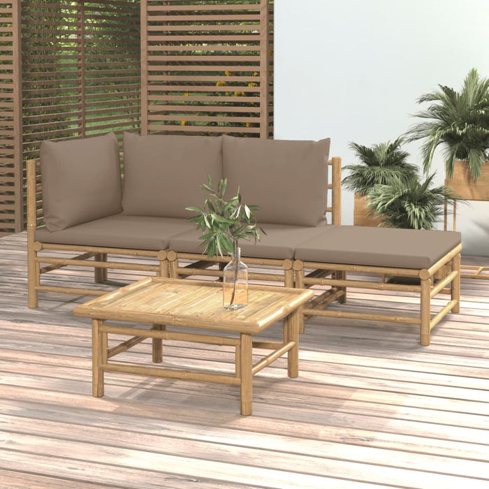 Set mobilier de grădină cu perne gri taupe, 4 piese, bambus - WALTI WALTI