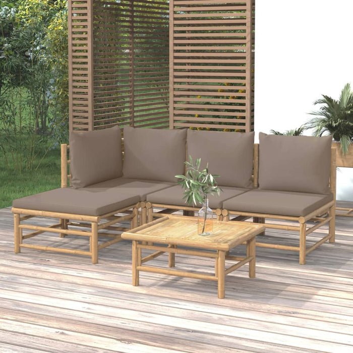 Set mobilier de grădină cu perne gri taupe, 5 piese, bambus - WALTI WALTI