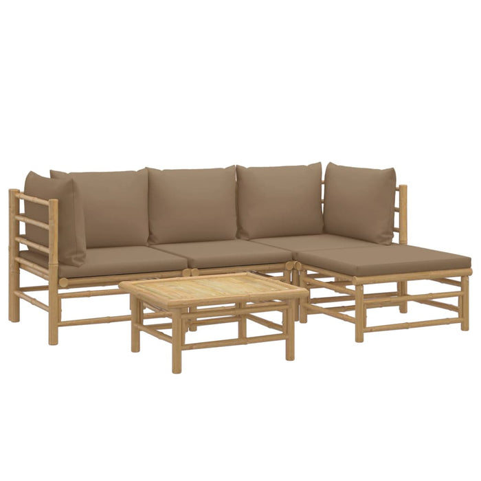 Set mobilier de grădină cu perne gri taupe, 5 piese, bambus - WALTI WALTI