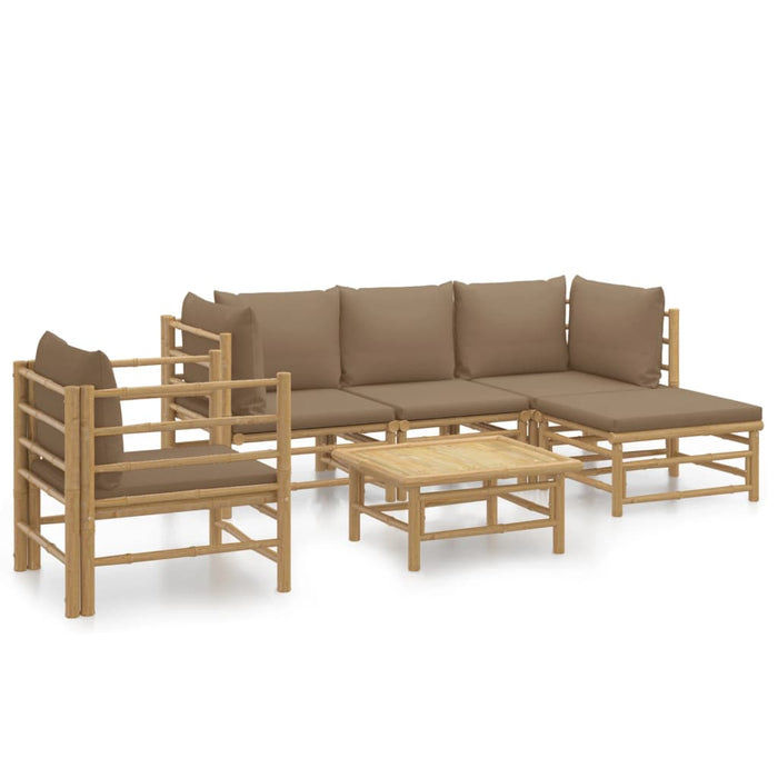 Set mobilier de grădină cu perne gri taupe, 6 piese, bambus - WALTI WALTI