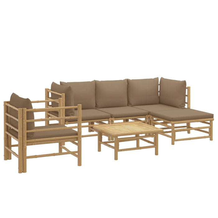 Set mobilier de grădină cu perne gri taupe, 6 piese, bambus - WALTI WALTI