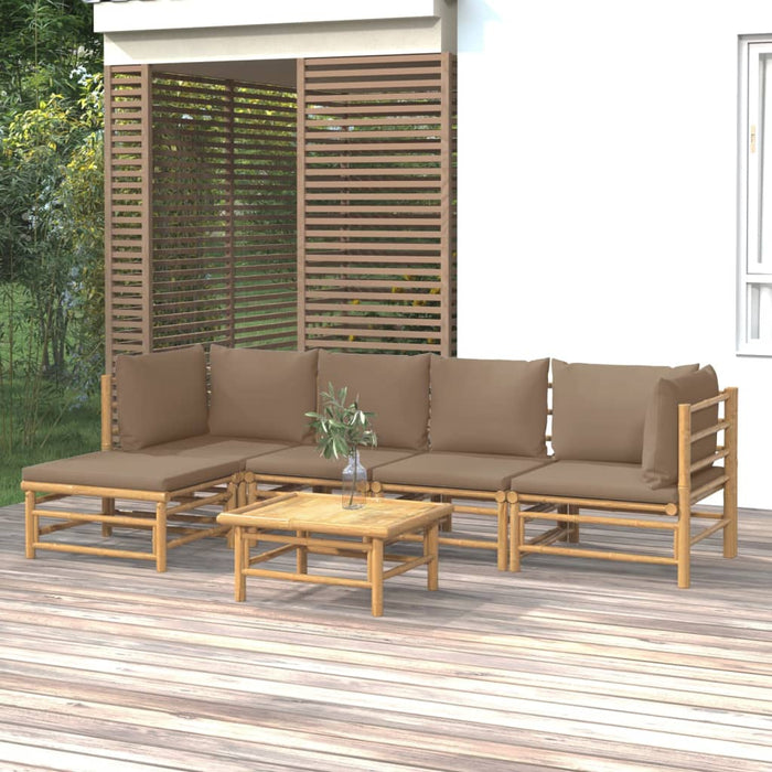Set mobilier de grădină cu perne gri taupe, 6 piese, bambus - WALTI WALTI