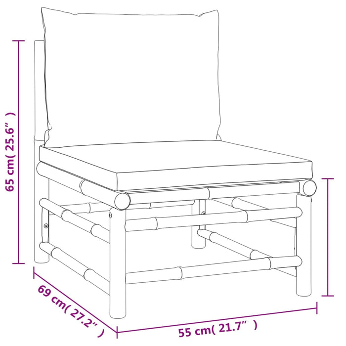 Set mobilier de grădină cu perne gri taupe, 7 piese, bambus - WALTI WALTI