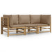 Set mobilier de grădină cu perne gri taupe, 3 piese, bambus - WALTI WALTI