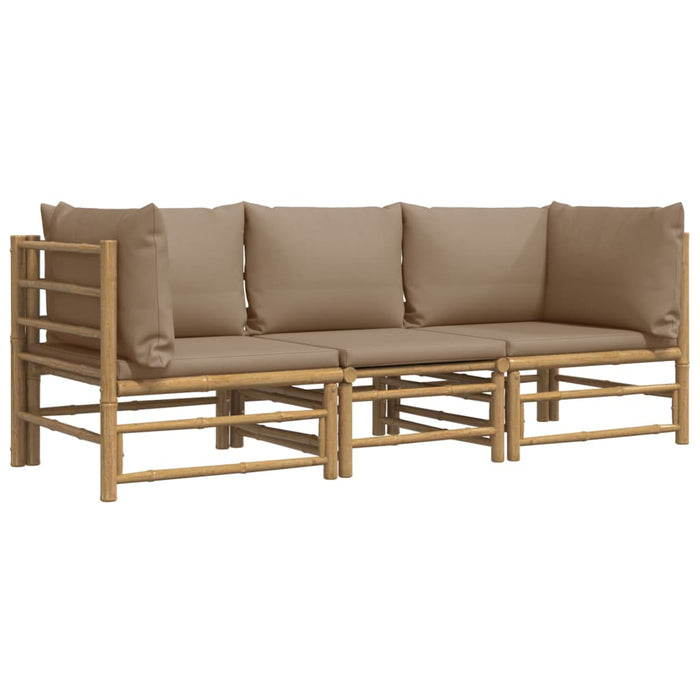 Set mobilier de grădină cu perne gri taupe, 3 piese, bambus - WALTI WALTI