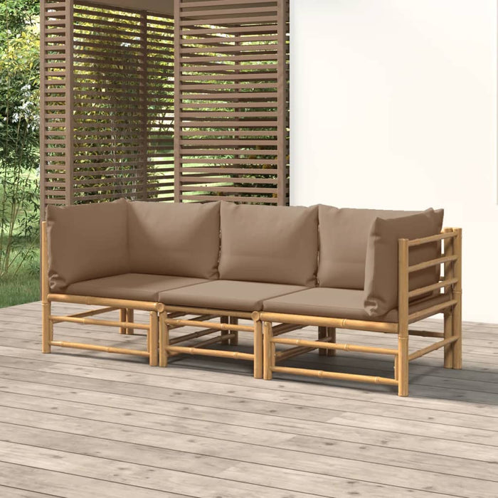Set mobilier de grădină cu perne gri taupe, 3 piese, bambus - WALTI WALTI