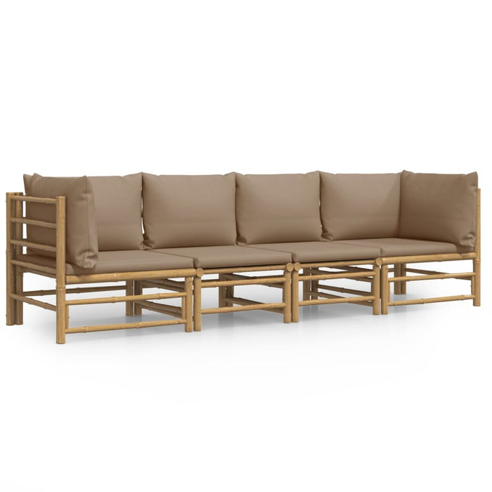 Set mobilier de grădină cu perne gri taupe, 4 piese, bambus - WALTI WALTI