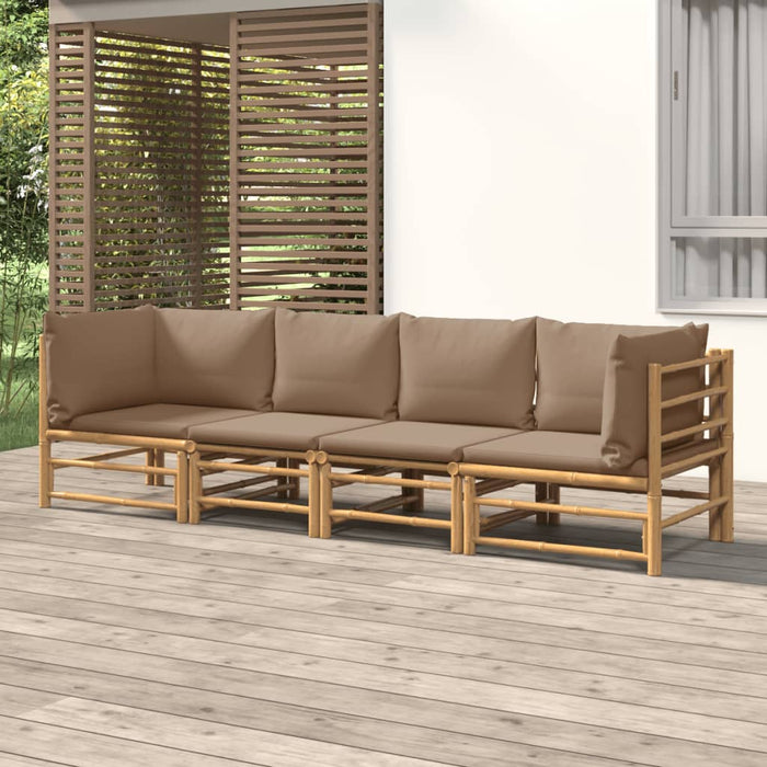 Set mobilier de grădină cu perne gri taupe, 4 piese, bambus - WALTI WALTI
