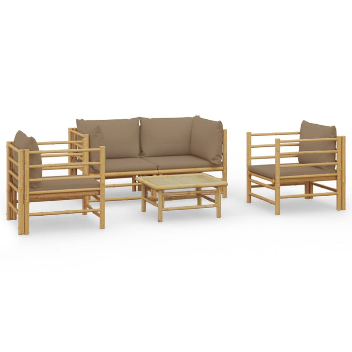 Set mobilier de grădină cu perne gri taupe, 5 piese, bambus - WALTI WALTI