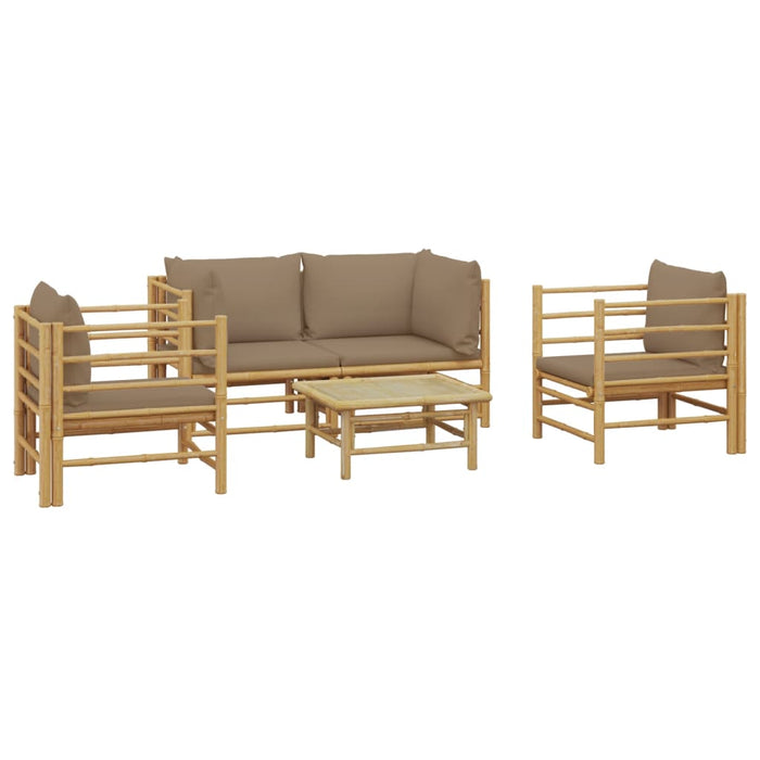 Set mobilier de grădină cu perne gri taupe, 5 piese, bambus - WALTI WALTI