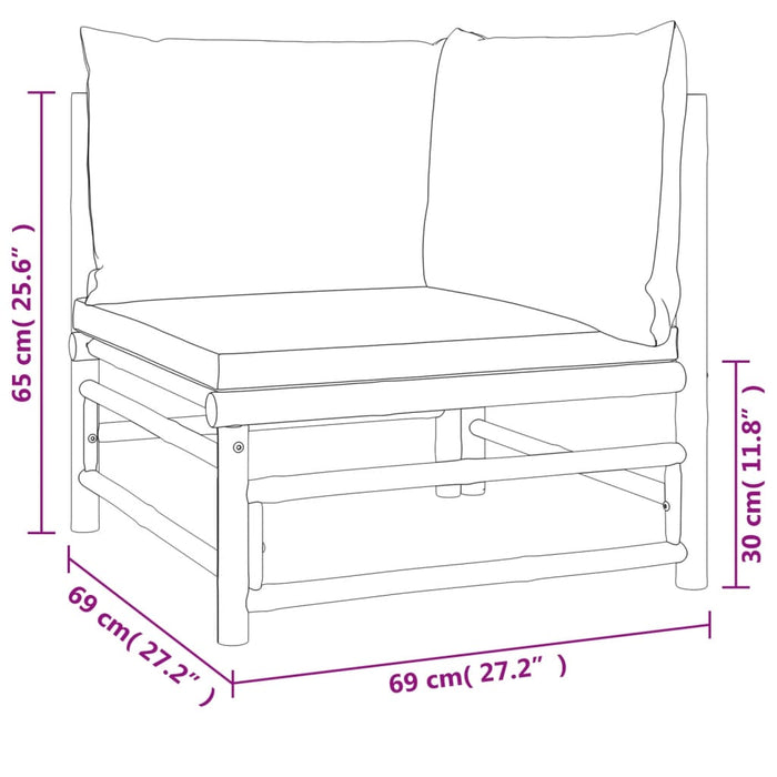 Set mobilier de grădină cu perne gri taupe, 5 piese, bambus - WALTI WALTI