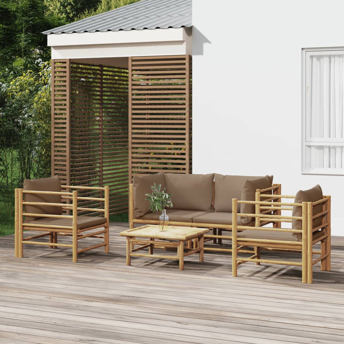 Set mobilier de grădină cu perne gri taupe, 5 piese, bambus - WALTI WALTI