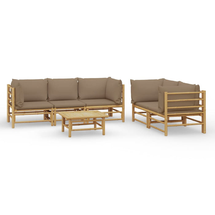 Set mobilier de grădină cu perne gri taupe, 6 piese, bambus - WALTI WALTI