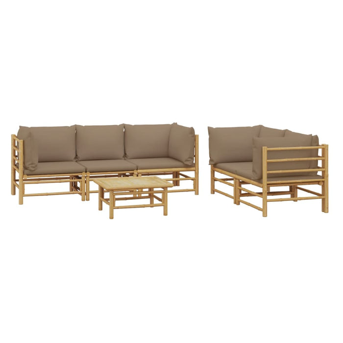 Set mobilier de grădină cu perne gri taupe, 6 piese, bambus - WALTI WALTI