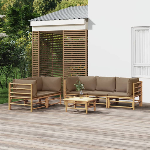 Set mobilier de grădină cu perne gri taupe, 6 piese, bambus - WALTI WALTI