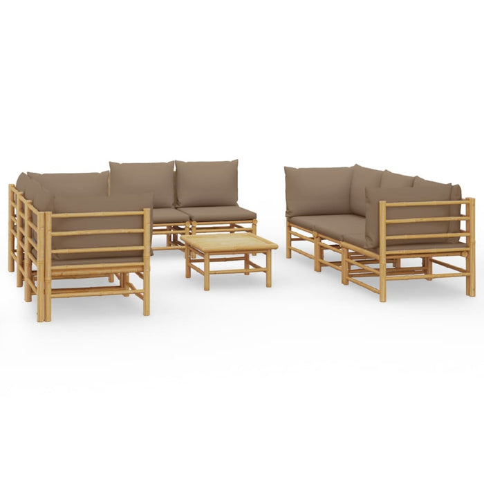Set mobilier de grădină cu perne gri taupe, 9 piese, bambus - WALTI WALTI