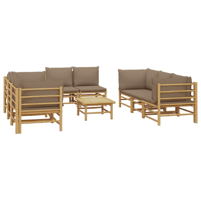 Set mobilier de grădină cu perne gri taupe, 9 piese, bambus - WALTI WALTI